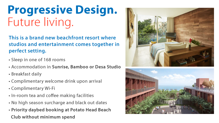 This is a brand new beachfront resort where studios and entertainment comes together in the perfect setting.